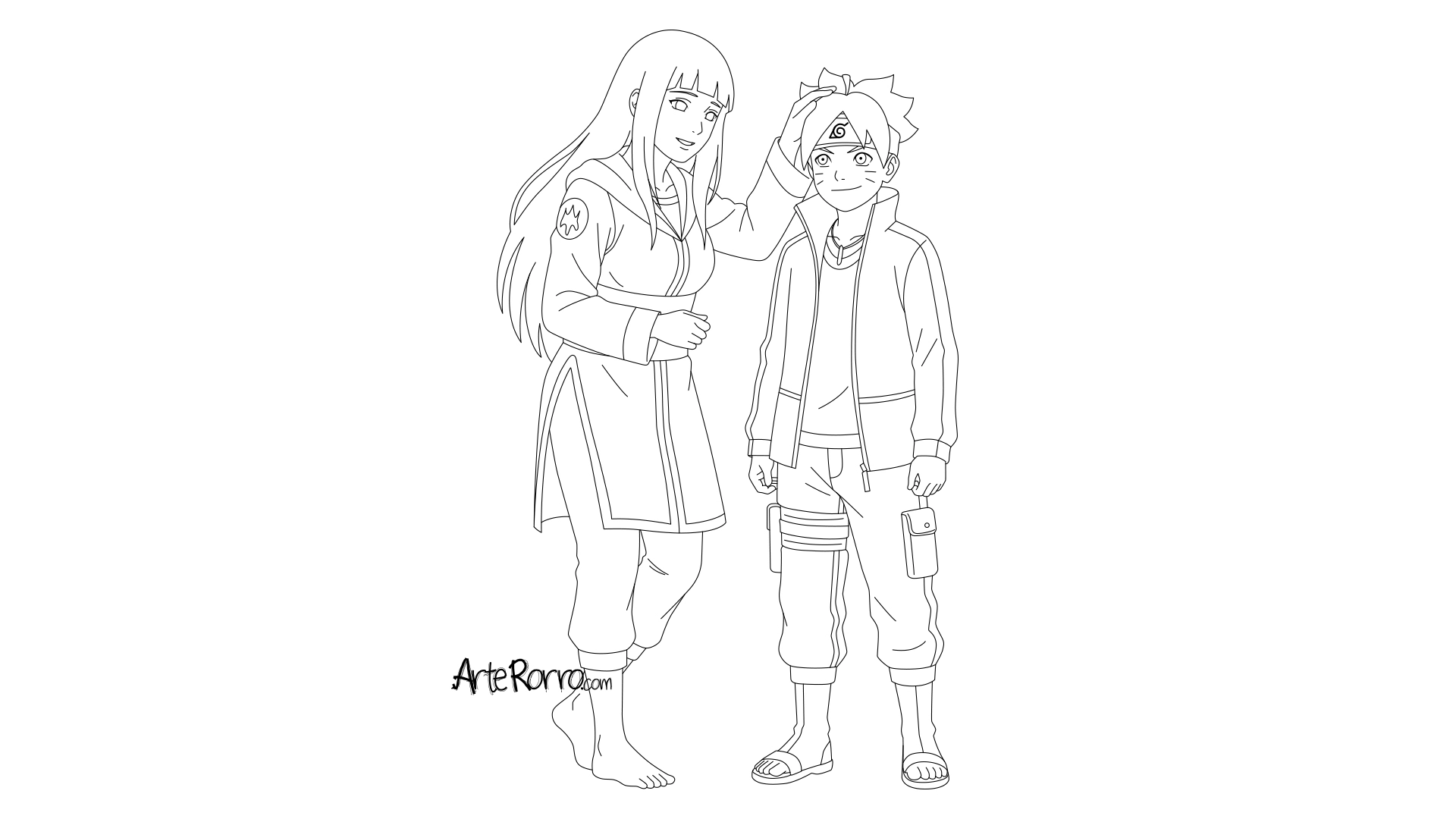 Dibujo de  Hinata Hyūga y Boruto