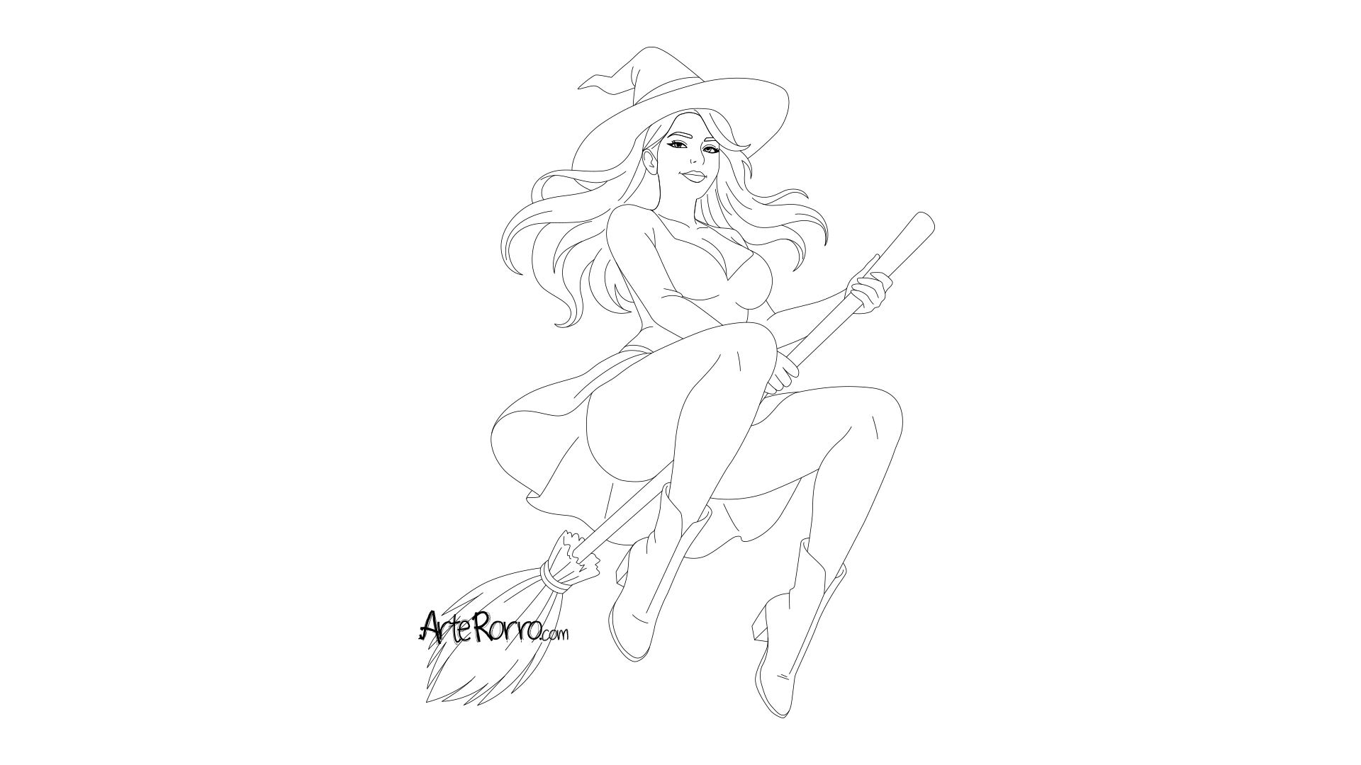 Dibujo de  Bruja Volando