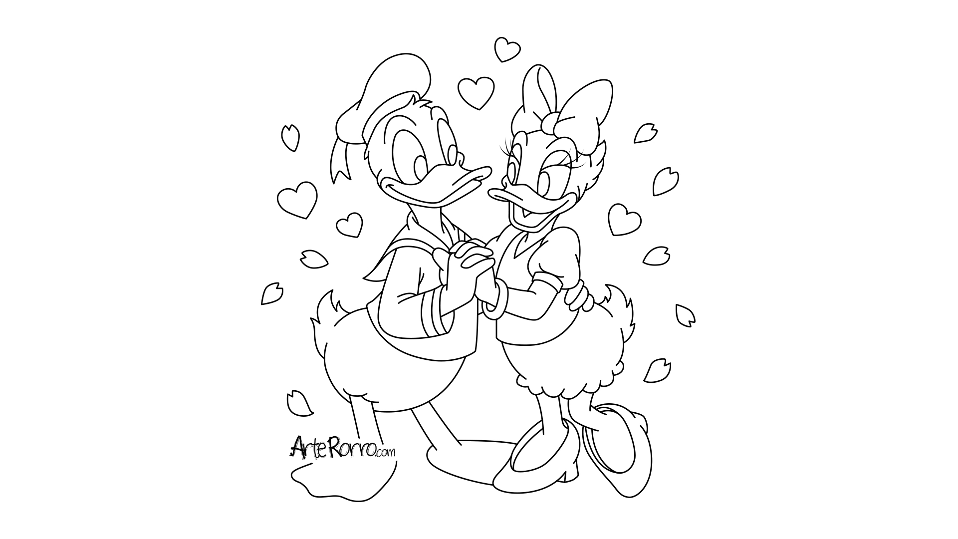 Dibujo de  El Pato Donald y Daisy