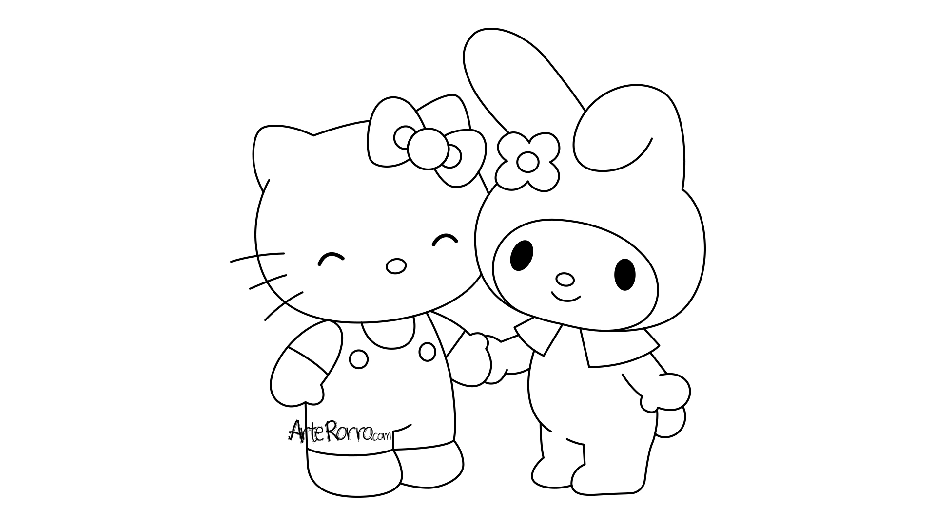 Dibujo de  Hello Kitty y My Melody