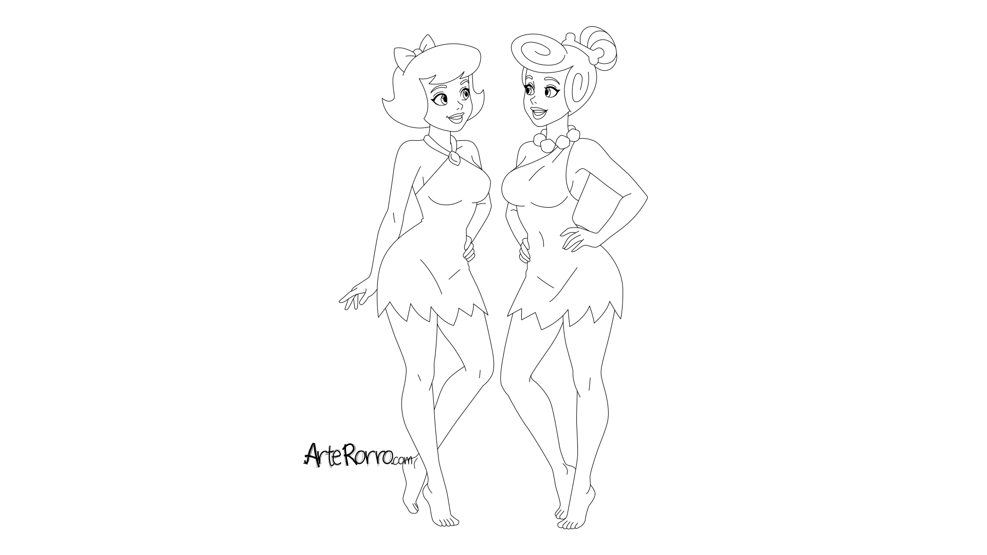 Dibujo de  Vilma Picapiedra y Betty Mármol