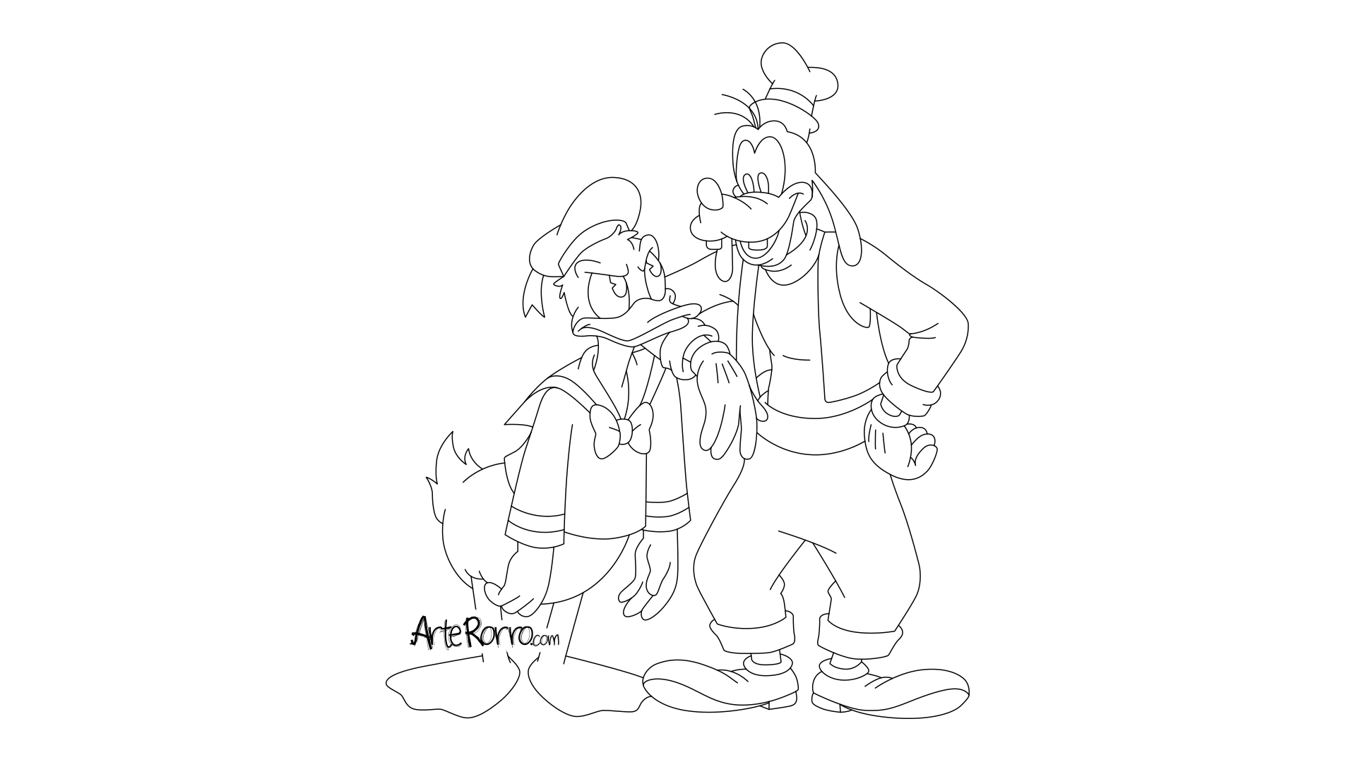 Dibujo de  El Pato Donald y Tribilín