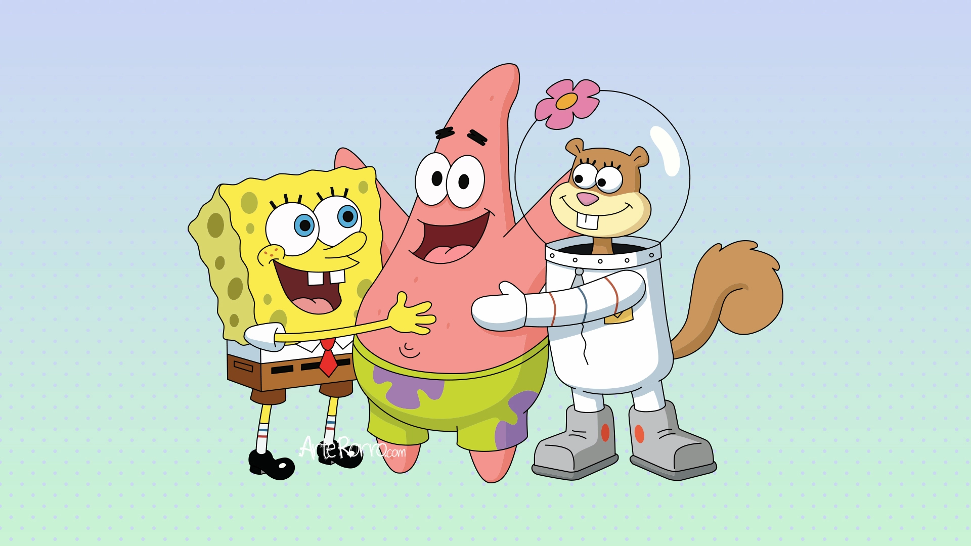 SpongeBob, Patrick, and Sandy