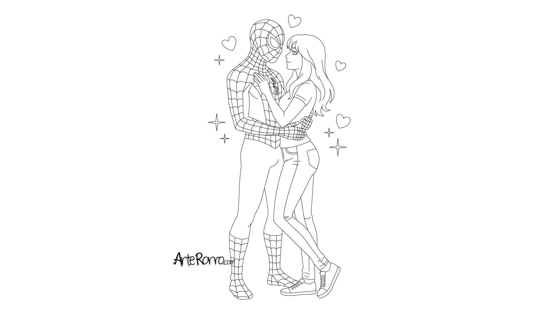 Dibujo de  Spider-Man y Mary Jane