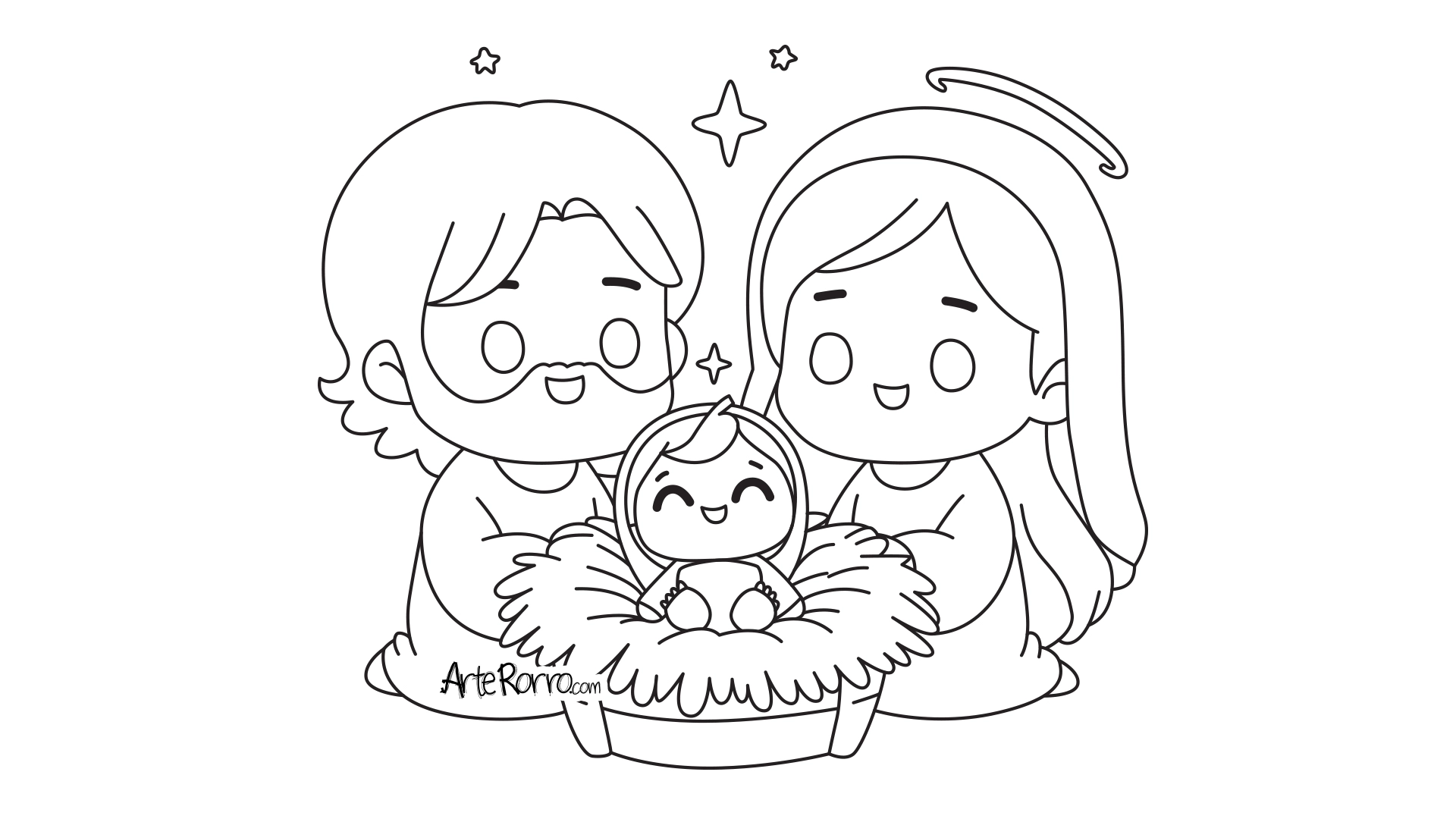 Dibujo de  María, José y el Niño Jesús