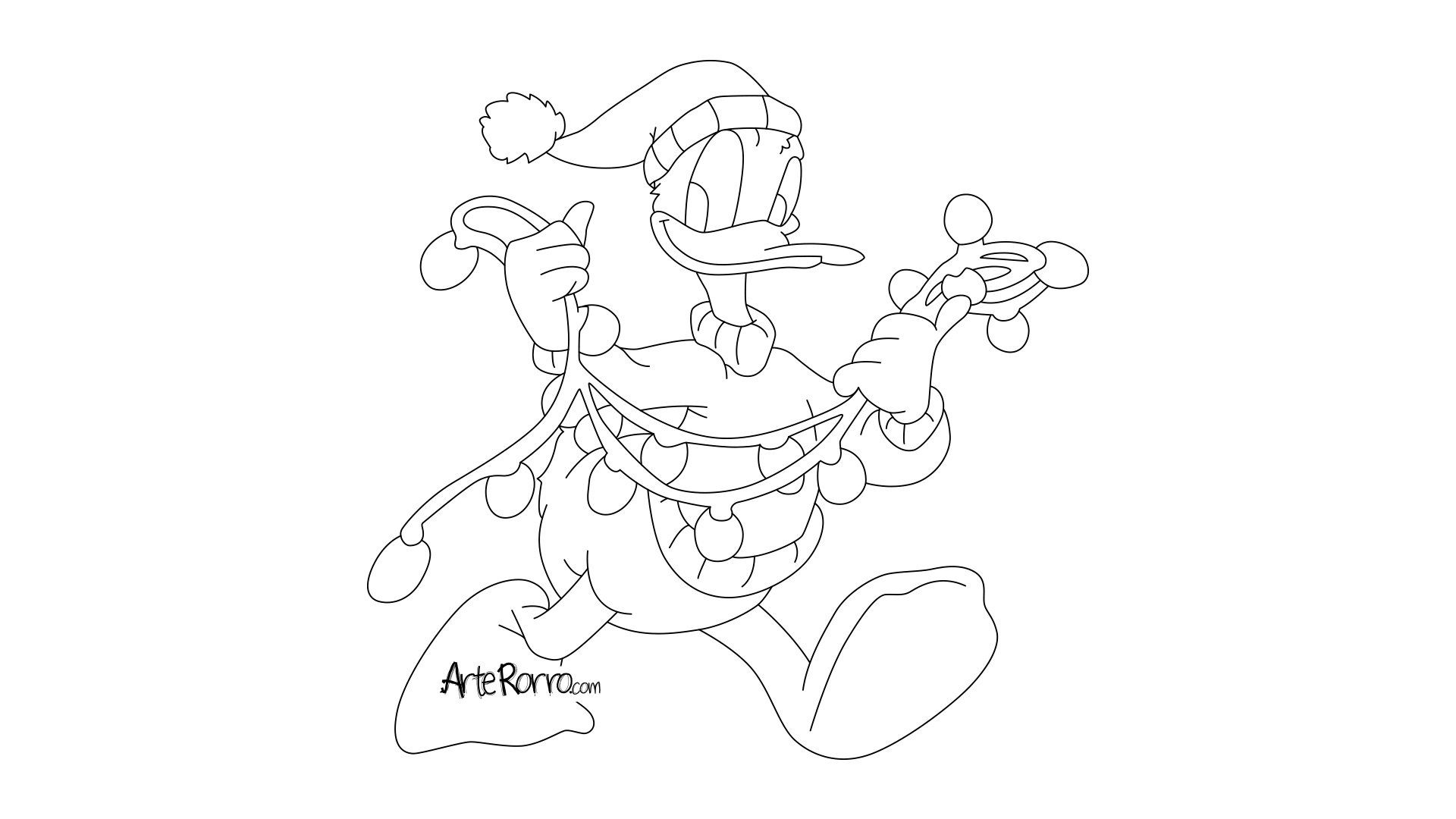 Dibujo de  El Pato Donald como Papá Noel