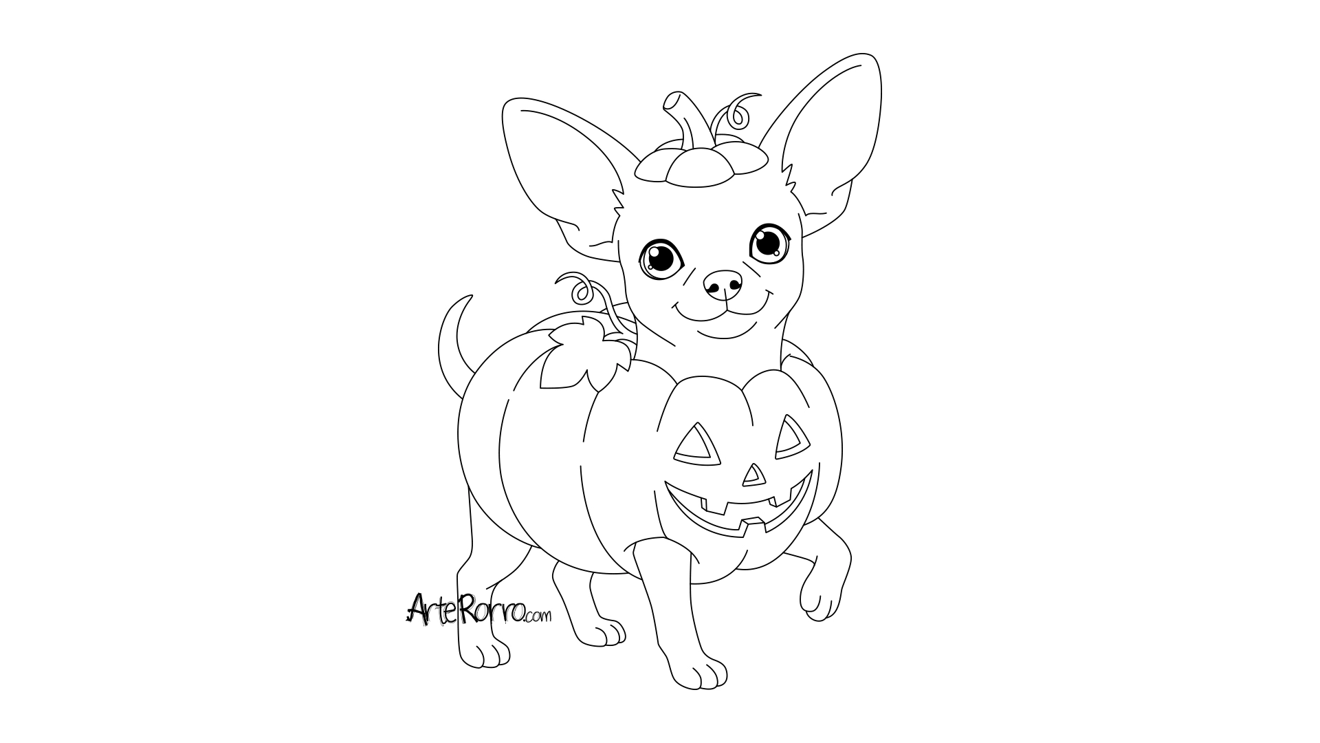 Dibujo de  Chihuahua Disfrazado de Calabaza