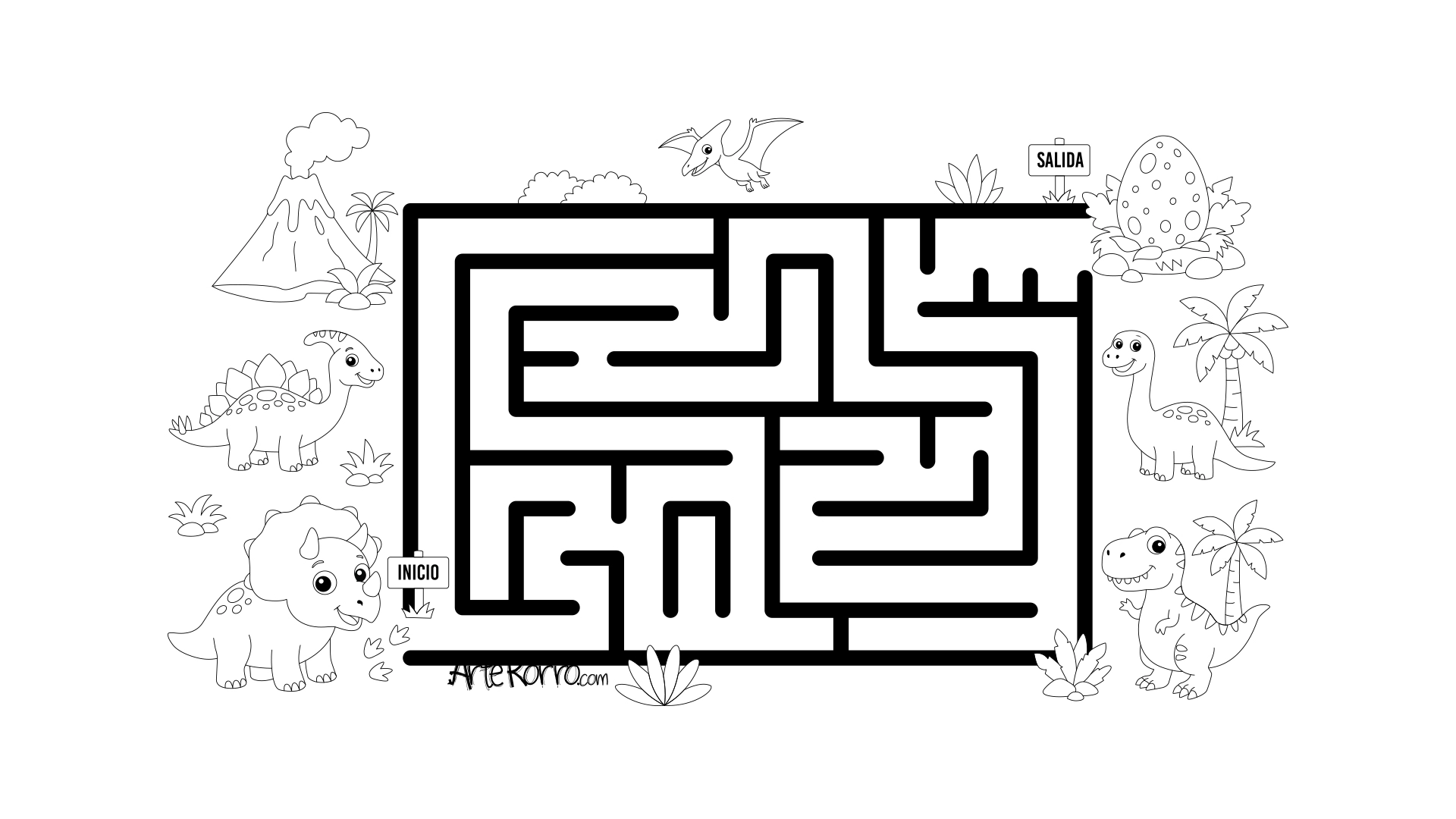 Dibujo de  Laberinto de Dinosaurios
