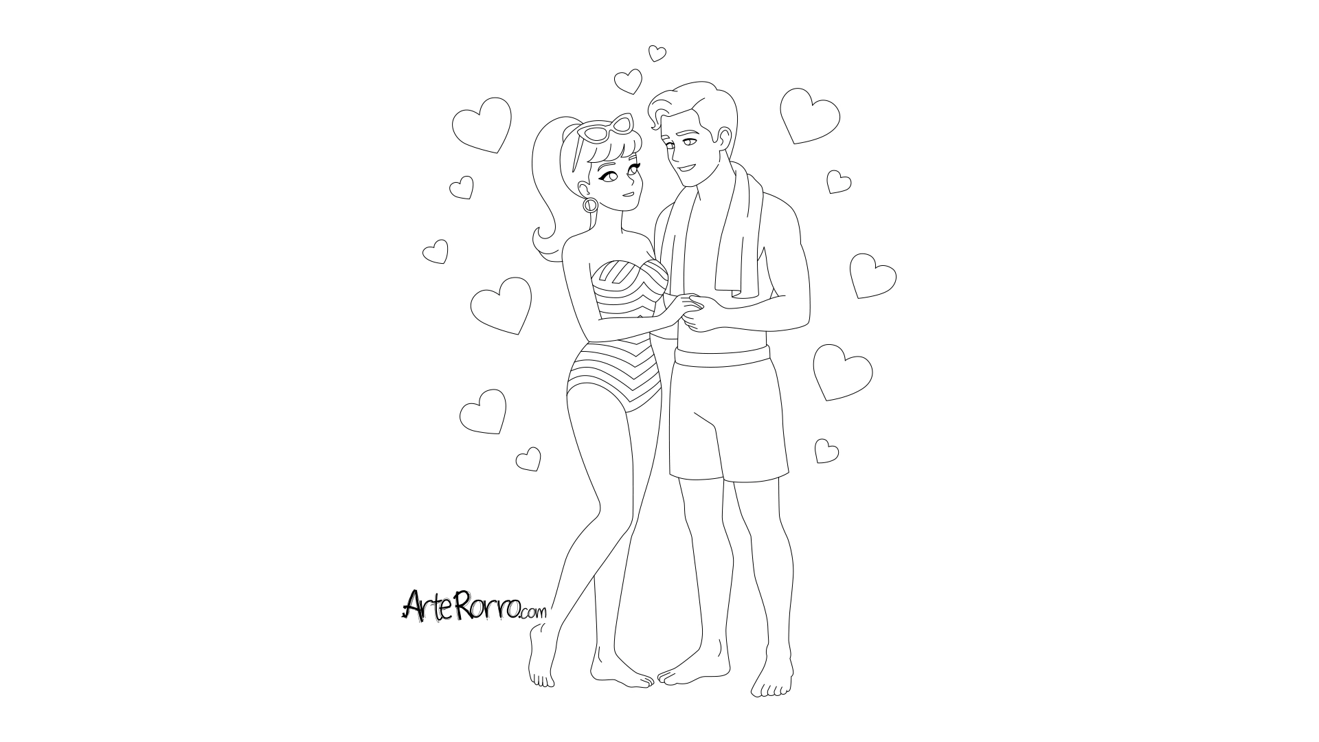 Dibujo de  Barbie y Ken