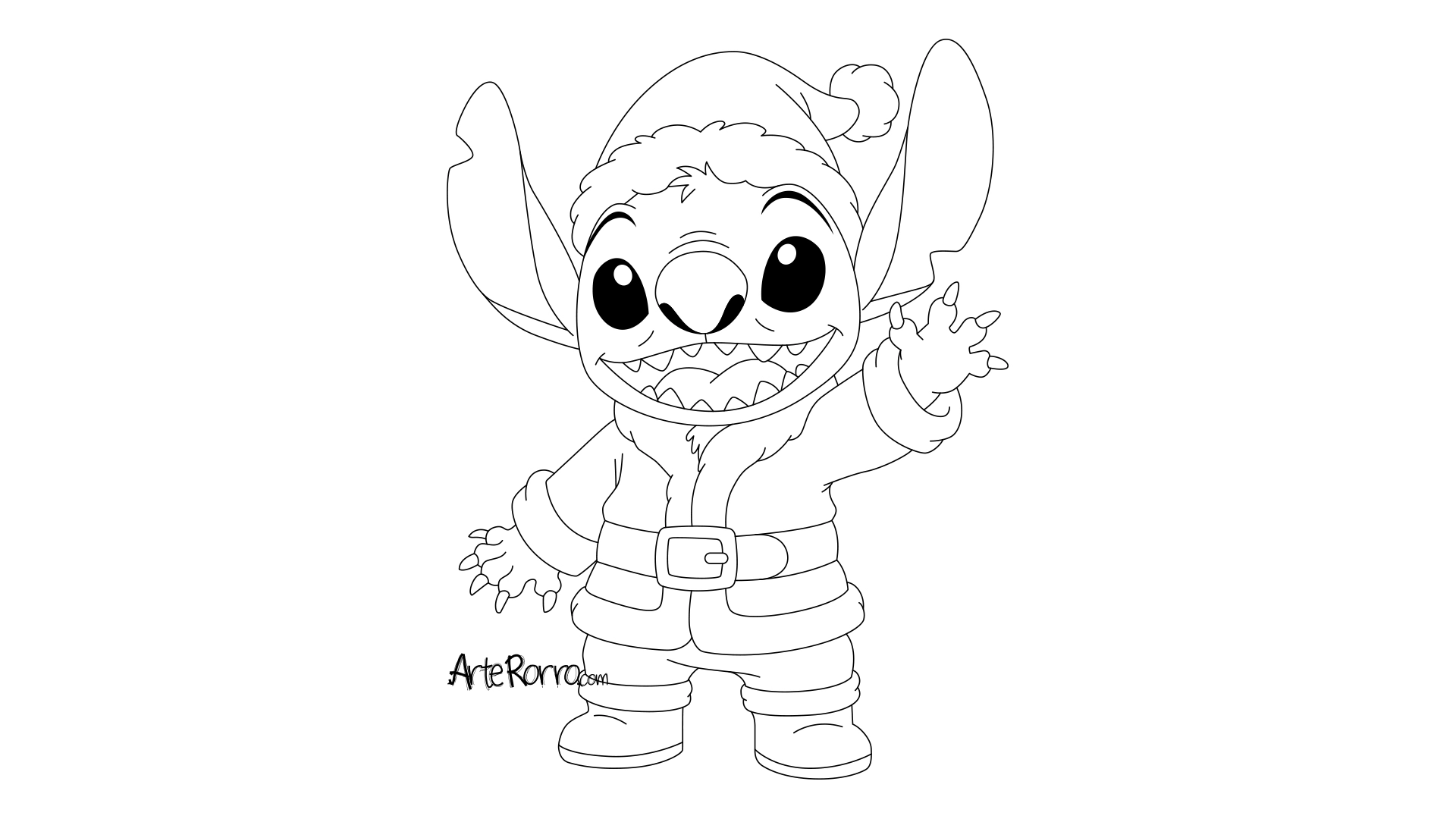 Dibujo de  Stitch como Santa Claus