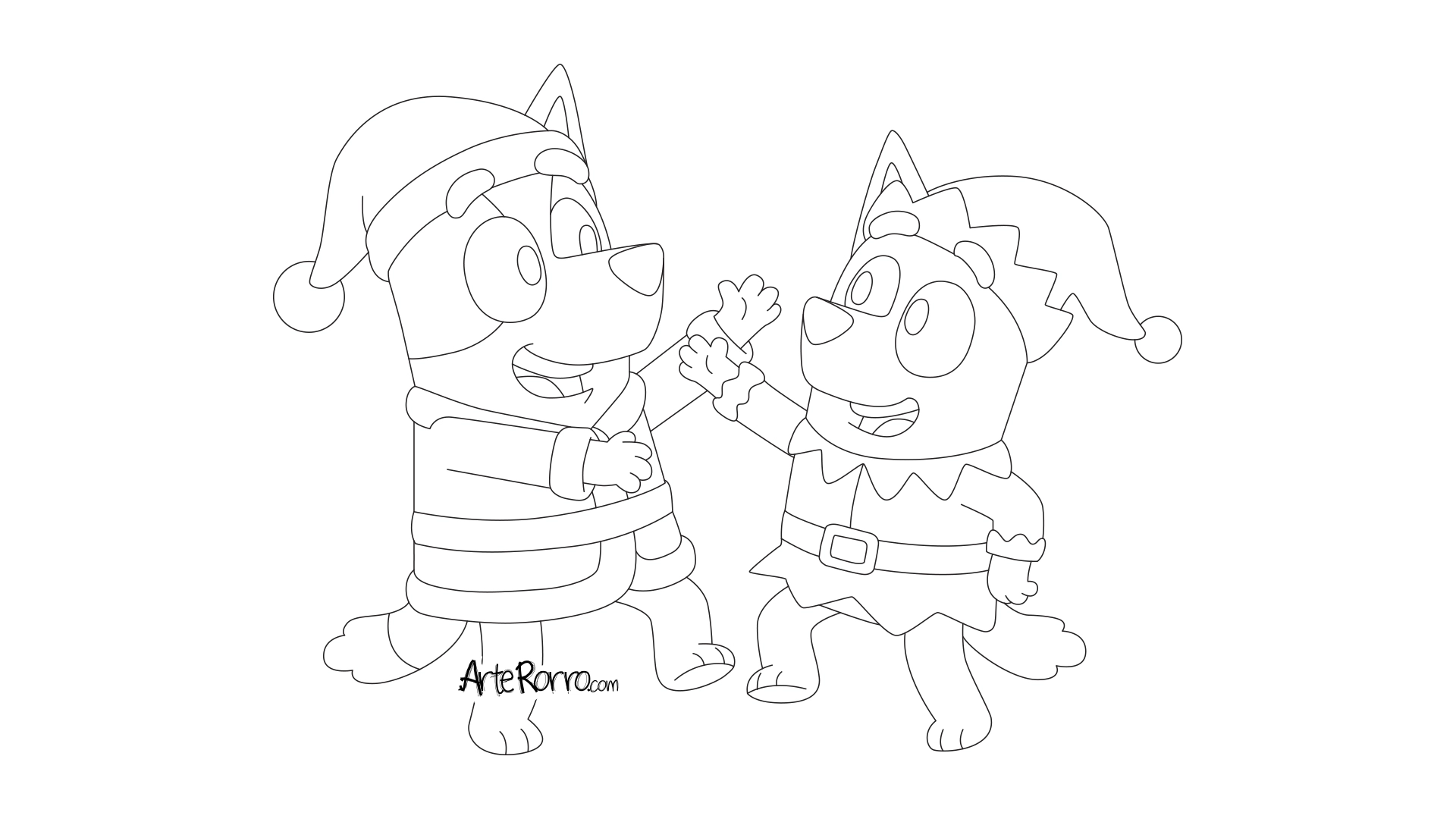 Dibujo de  Bluey y Bingo Navideños