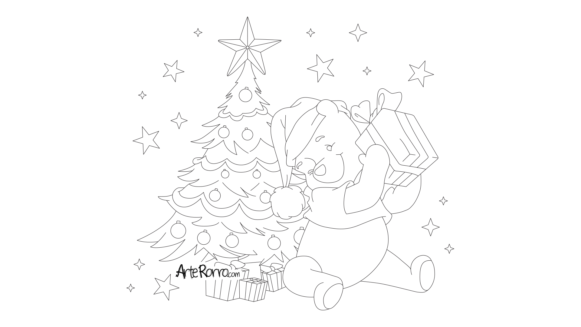 Dibujo de  Winnie the Pooh Navidadeño