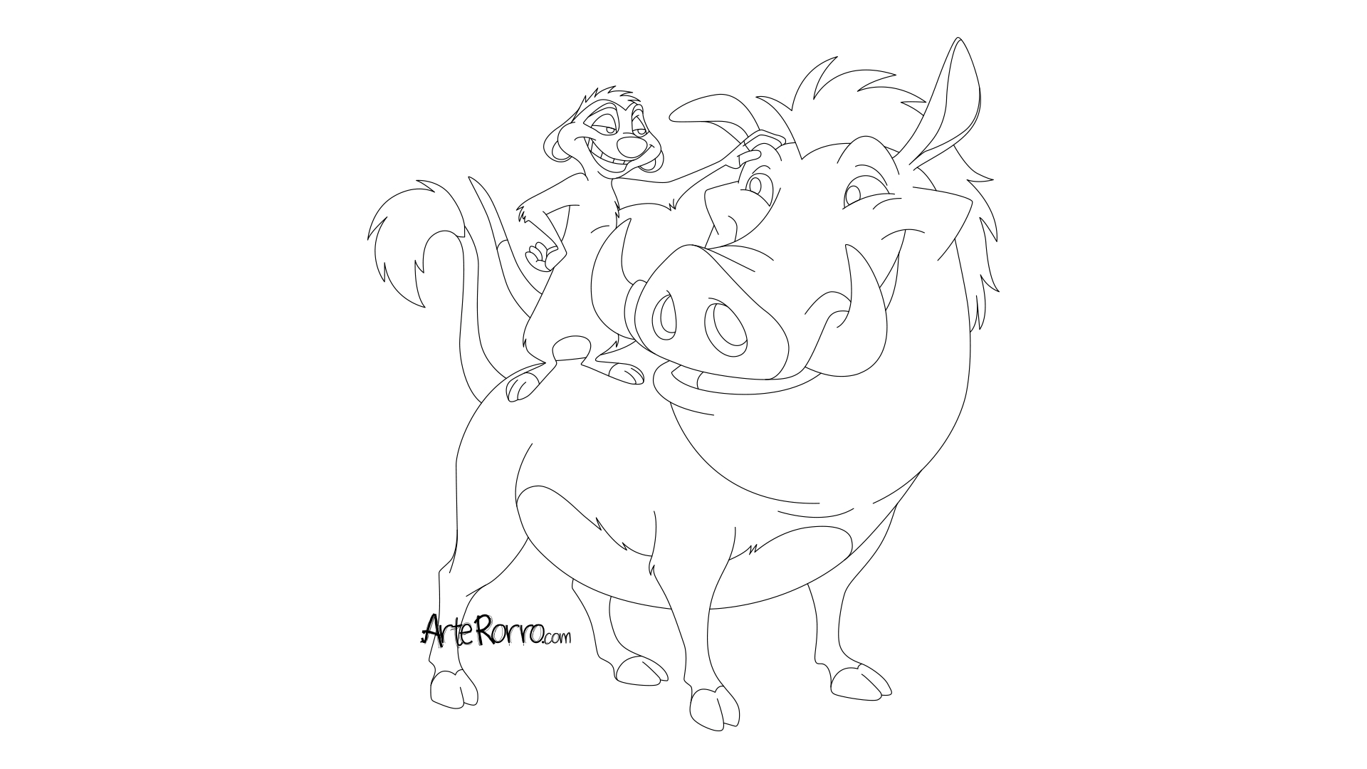 Dibujo de  Timón y Pumba