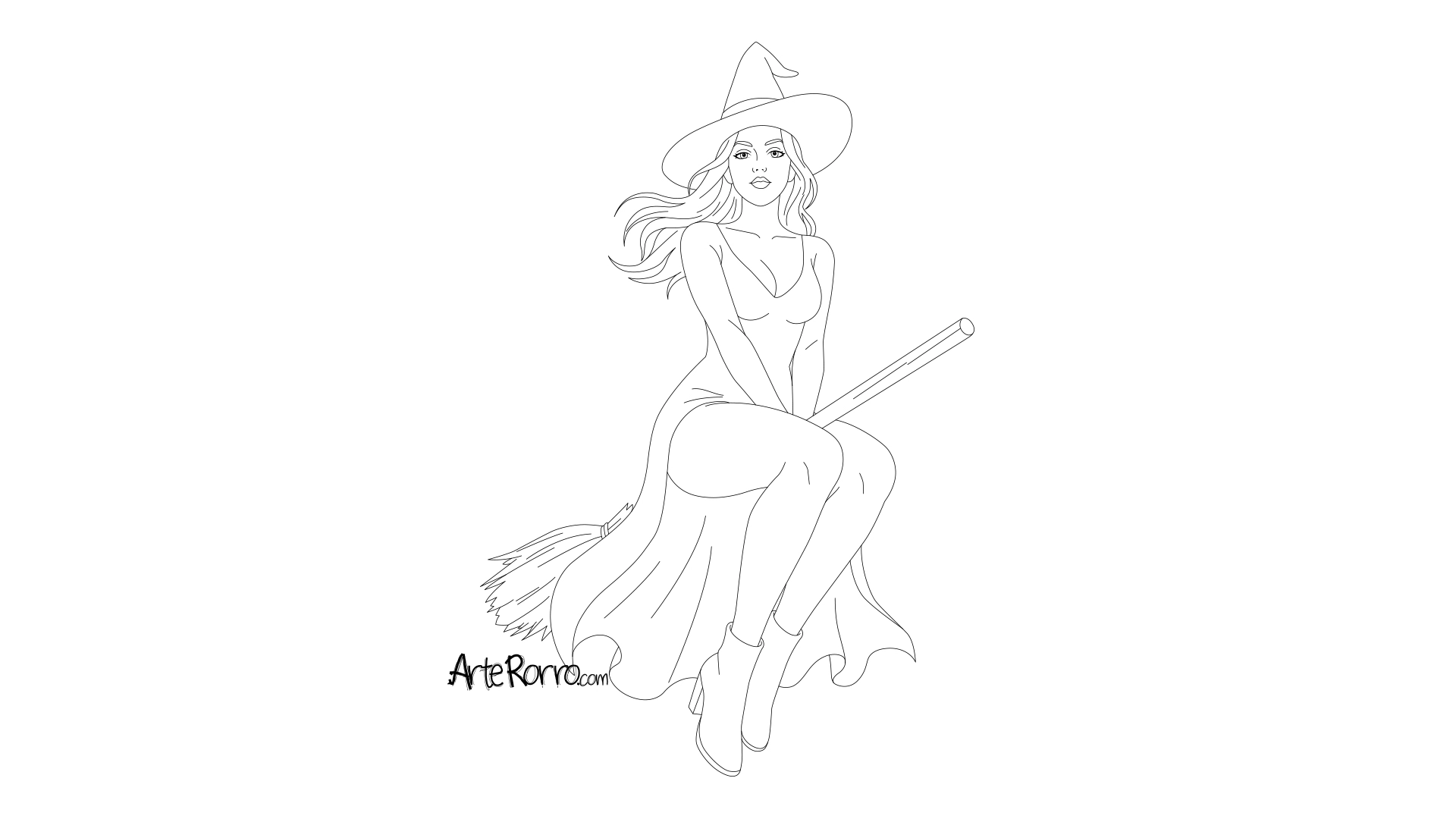 Dibujo de  Bruja Volando