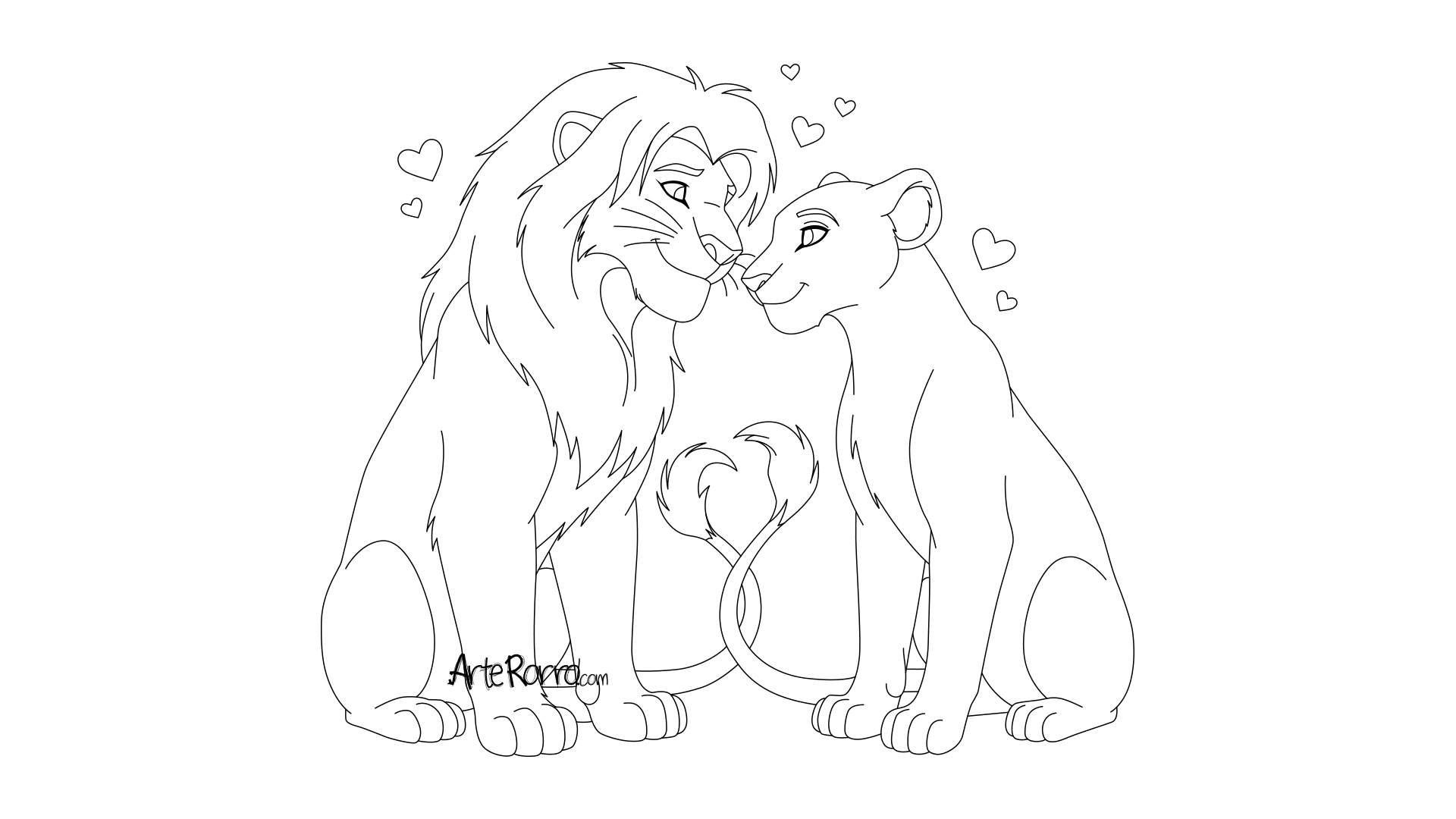 Dibujo de  Simba y Nala