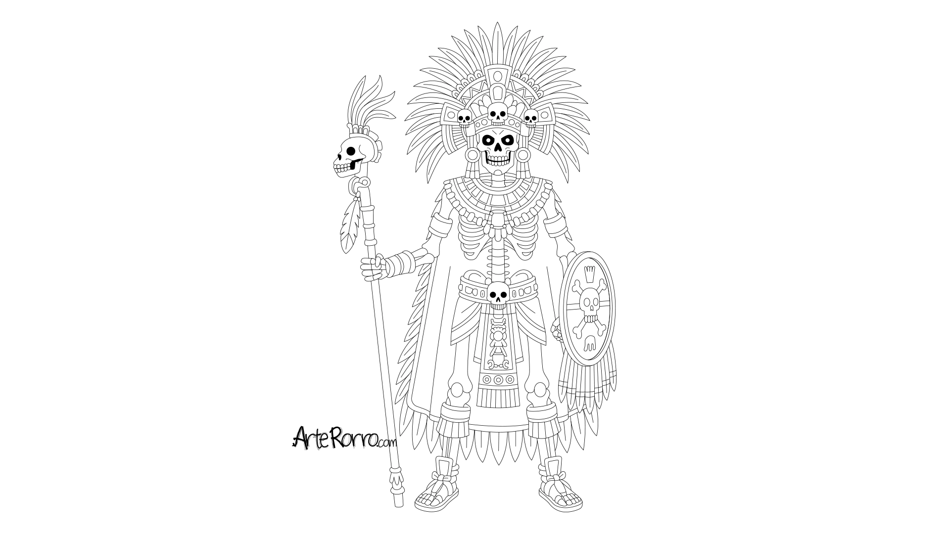 Dibujo de  Mictlantecuhtli