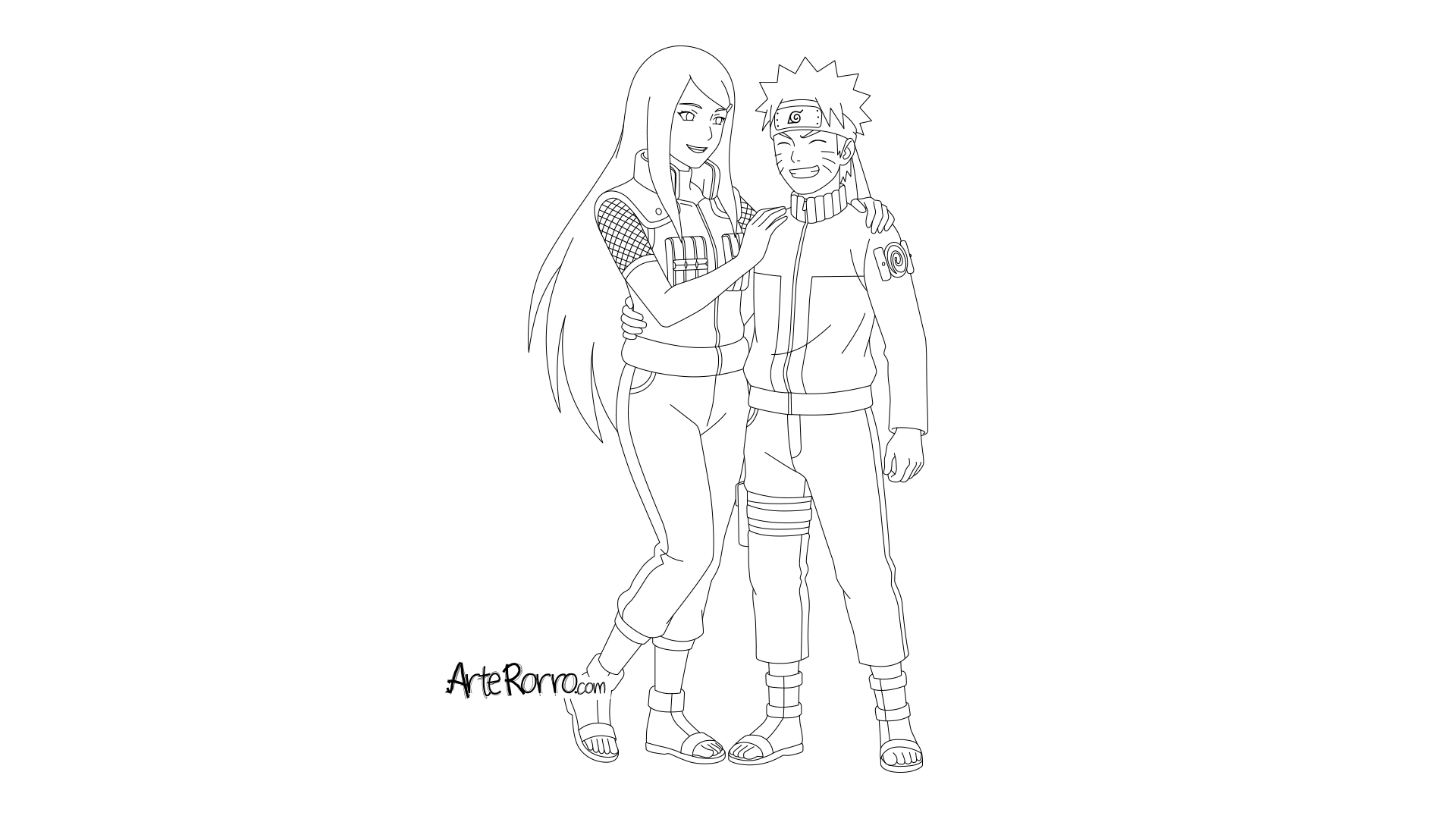 Dibujo de  Kushina y Naruto