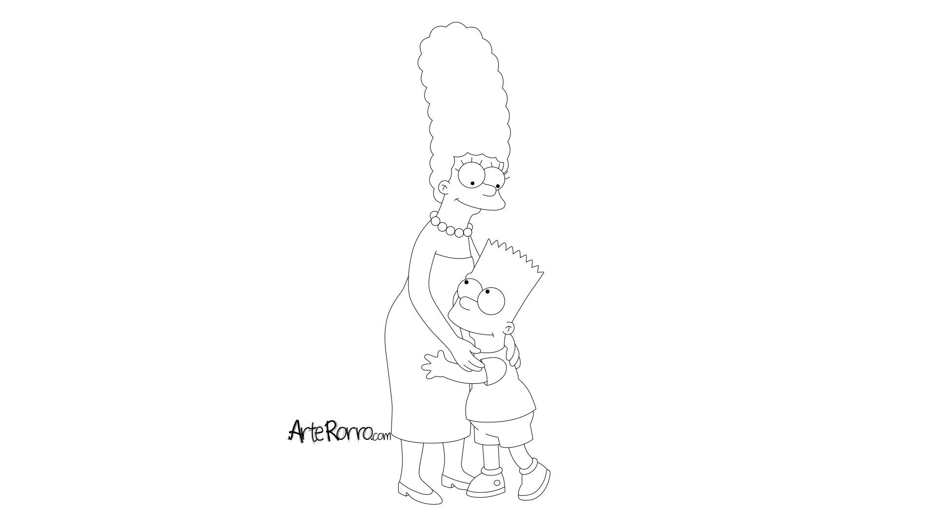 Dibujo de  Marge y Bart Simpson