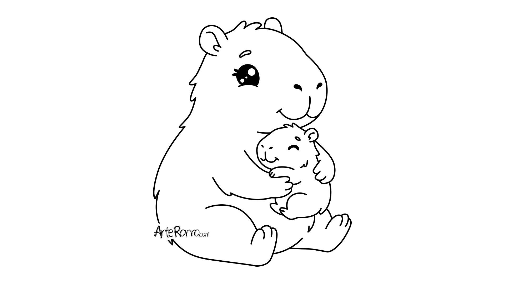  Mother and Baby Capybara