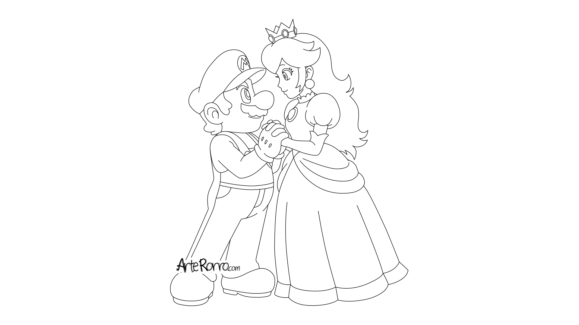 Dibujo de  Mario y la Princesa Peach