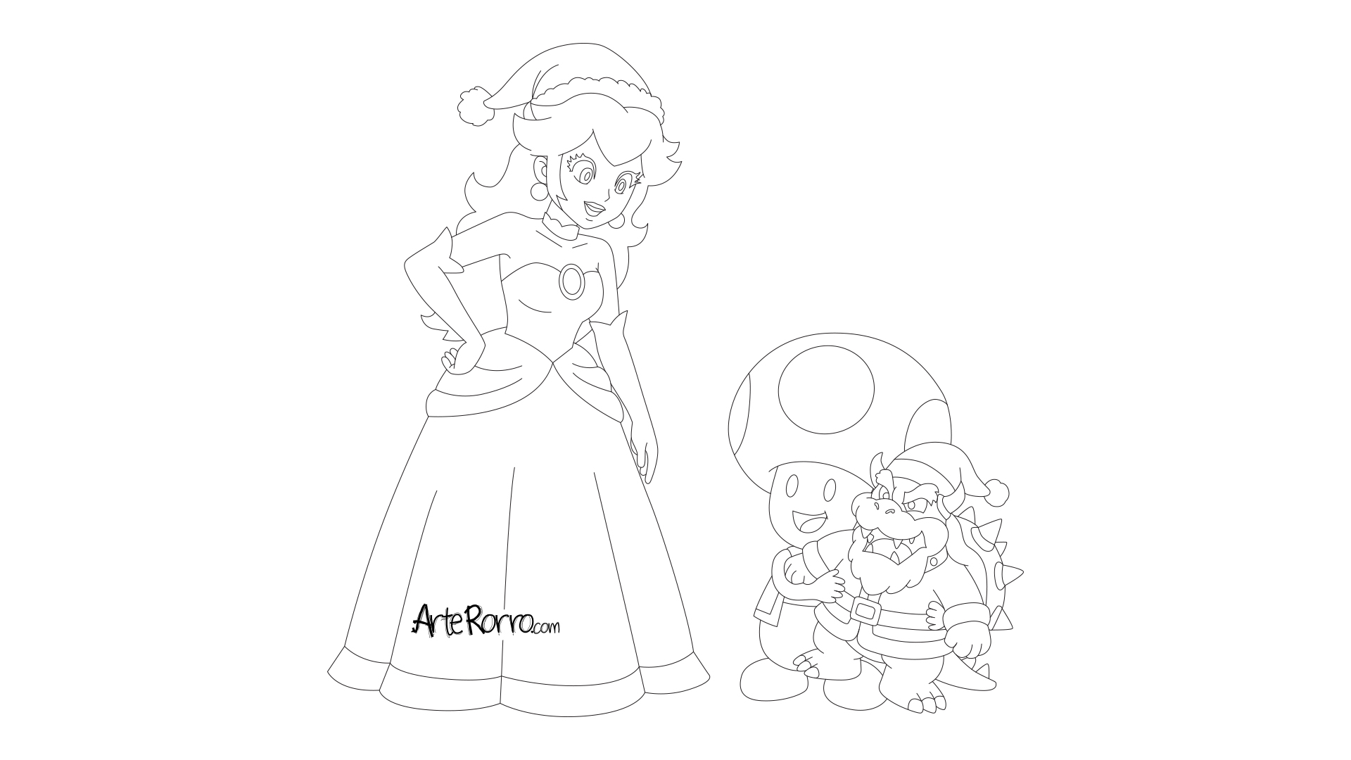 Christmas Princess Peach, Toad and Bowser