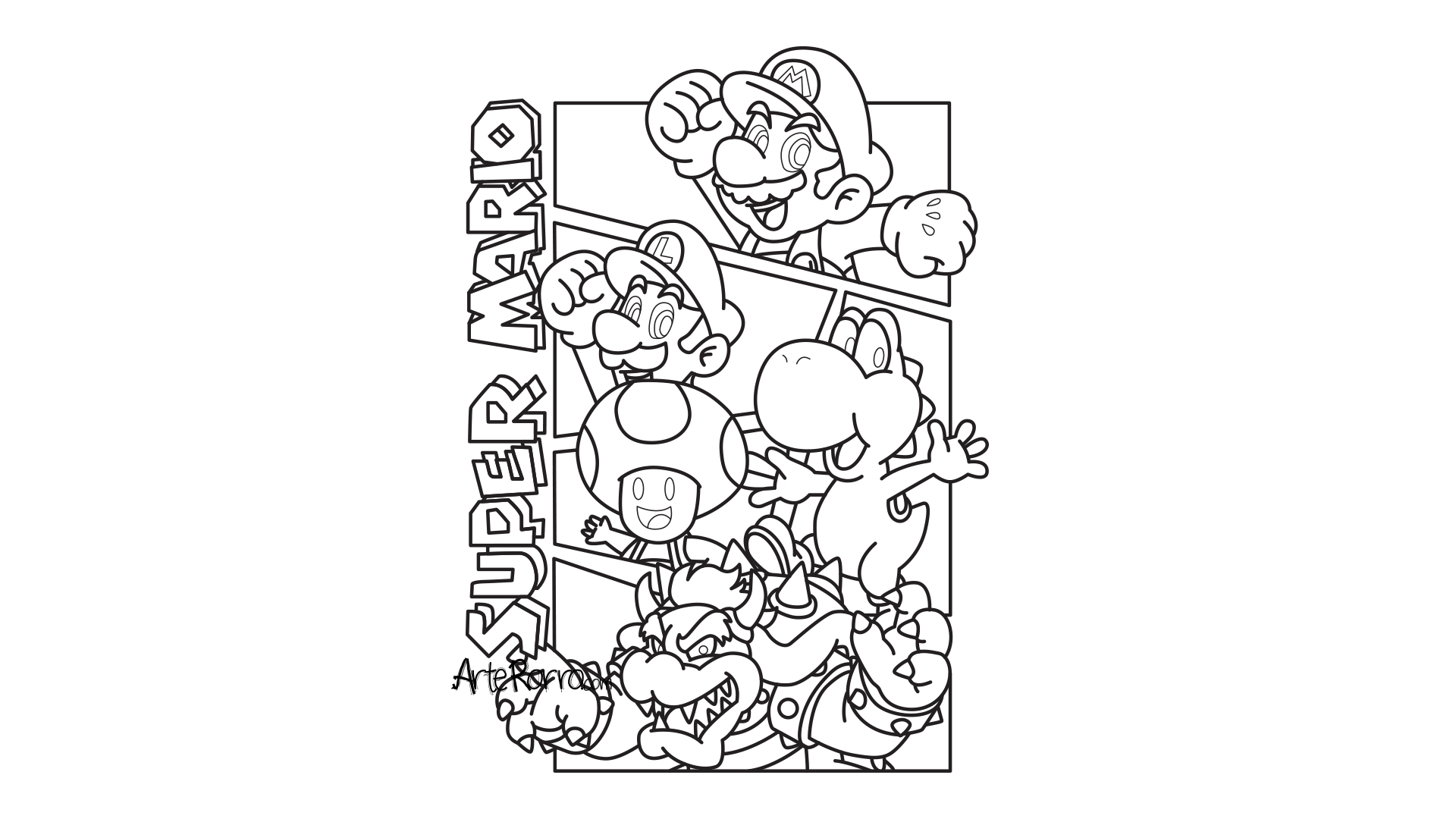 Mario, Luigi, Toad, Yoshi y Bowser